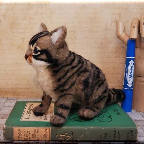 羊毛フェルト 猫 キジトラ猫ちゃん キジ猫 ねこ ネコ 羊毛