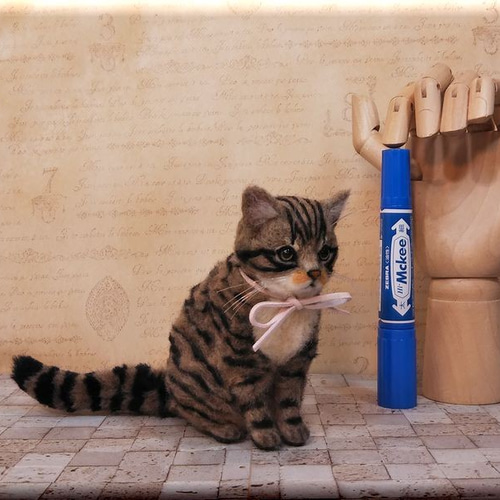 羊毛フェルト 猫 キジトラちゃん キジ猫 ねこ ネコ 羊毛フェルト