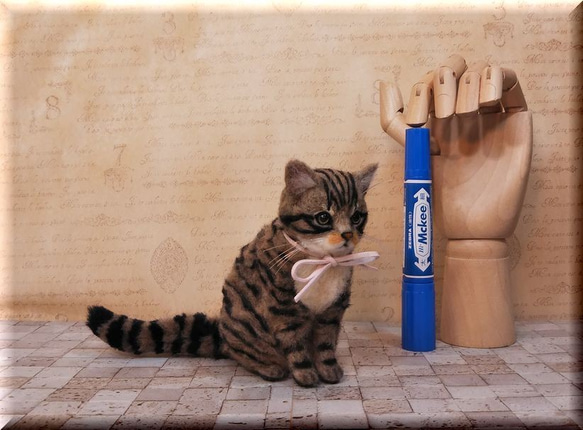 羊毛フェルト 猫 キジトラちゃん キジ猫 ねこ ネコ 羊毛フェルト