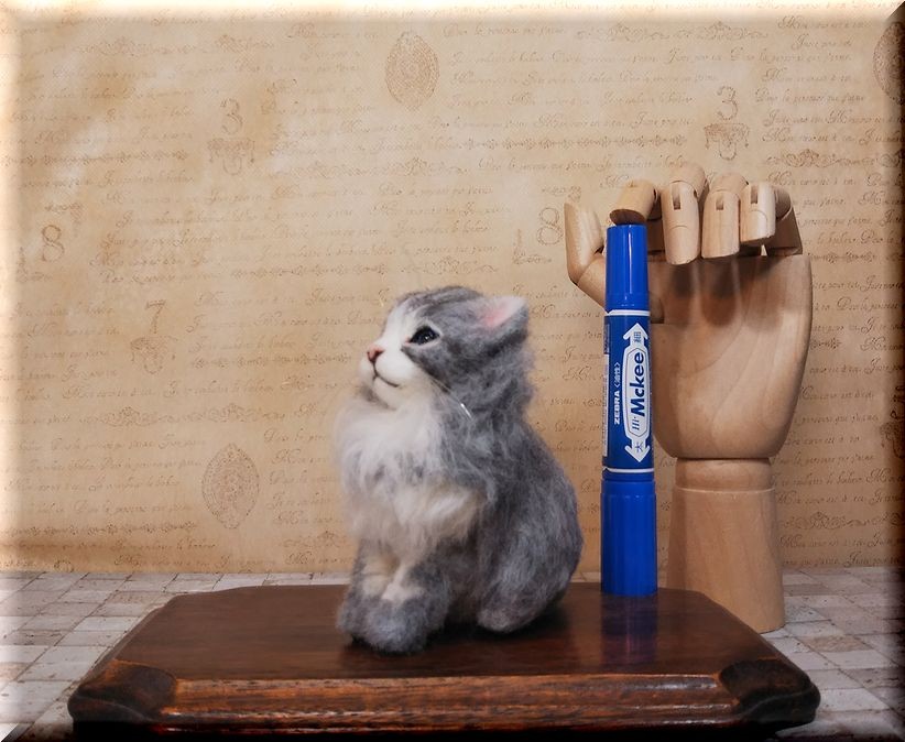 羊毛フェルト猫　フレーム　リアル可愛いブリティッシュロングヘア　壁掛け 羊毛フェルト猫 フレーム リアル可愛いブリティッシュロングヘア 壁掛け