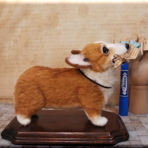 羊毛フェルト 犬 コーギー ウェルシュ・コーギー 犬フィギュア