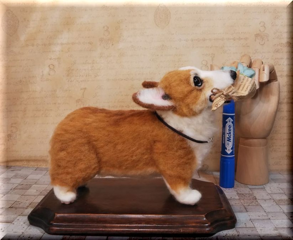 羊毛フェルト 犬 コーギー ウェルシュ・コーギー 犬フィギュア