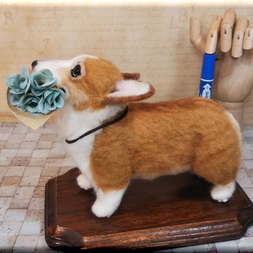 羊毛フェルト 犬 コーギー ウェルシュ・コーギー 犬フィギュア