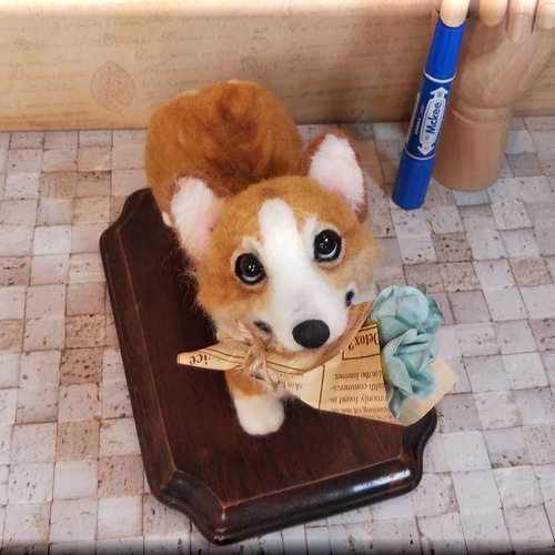 羊毛フェルト 犬 コーギー ウェルシュ・コーギー 犬フィギュア