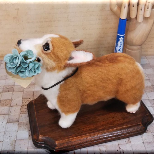 羊毛フェルト 犬 コーギー ウェルシュ・コーギー 犬フィギュア