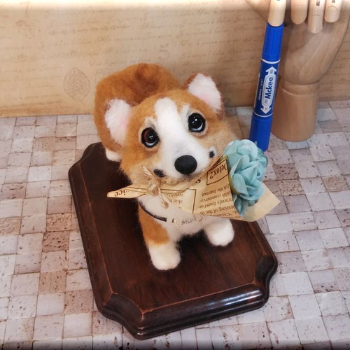 羊毛フェルト 犬 コーギー ウェルシュ・コーギー 犬フィギュア
