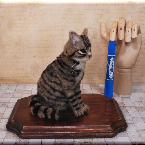 キジトラ猫　ねこ　ネコ　CAT 羊毛フェルト 猫 キジトラ猫 ねこ ネコ 猫フィギュア | iichi