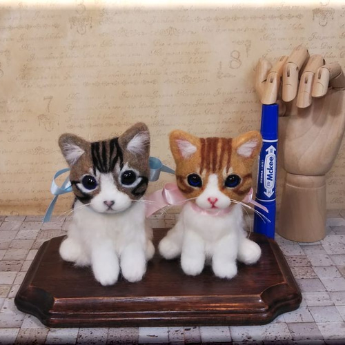羊毛フェルト　子猫(茶トラ白) Yahoo!オークション - funwari 羊毛フェルト 茶トラ白 赤ちゃん