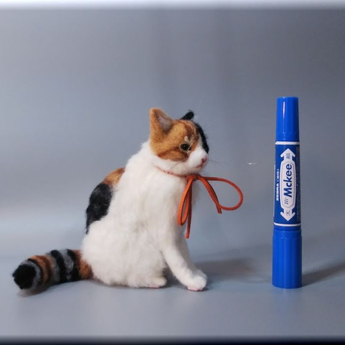 羊毛フェルト 猫 三毛猫 ねこ ネコ 猫フィギュア 羊毛フェルト