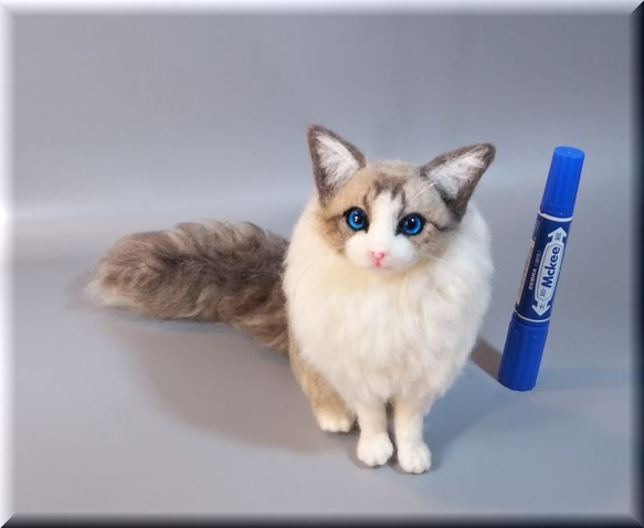 羊毛フェルト 猫 ラグドール 猫フィギュア ねこ ネコ 羊毛