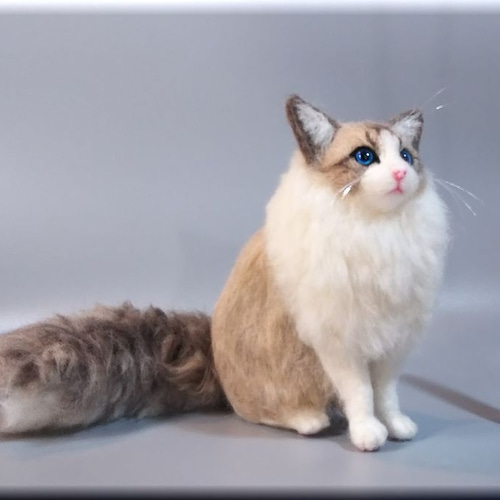 羊毛フェルト 猫 ラグドール 猫フィギュア ねこ ネコ 羊毛フェルト