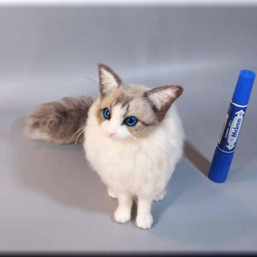 羊毛フェルト 猫 ラグドール 猫フィギュア ねこ ネコ 羊毛