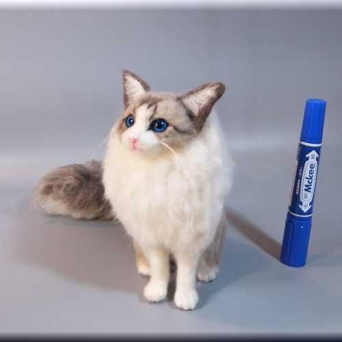 羊毛フェルト 猫 ラグドール 猫フィギュア ねこ ネコ 羊毛フェルト