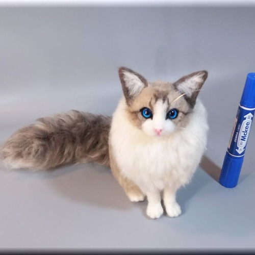 羊毛フェルト 猫 ラグドール 猫フィギュア ねこ ネコ 羊毛フェルト