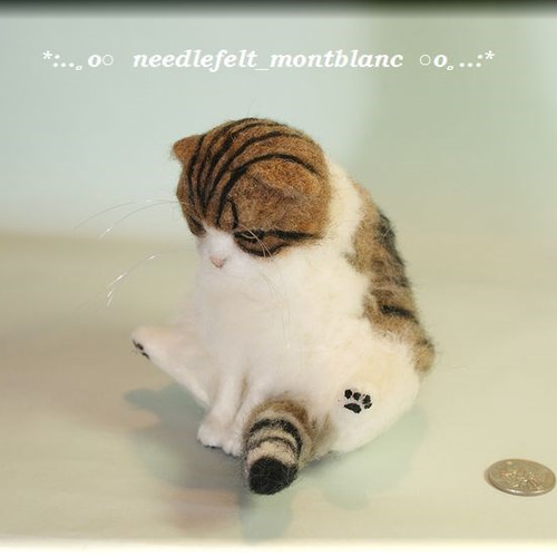 羊毛フェルト 猫 スコティッシュフォールド ねこ ネコ 羊毛フェルト