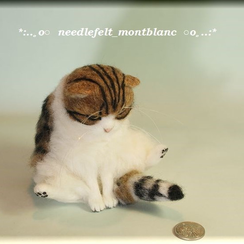 羊毛フェルト 猫 スコティッシュフォールド ねこ ネコ 羊毛フェルト