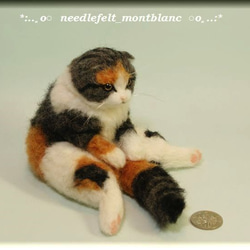 羊毛フェルト　猫　スコティッシュフォールド　三毛猫　ねこ　ネコ 3枚目の画像