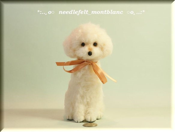羊毛フェルト　犬　プードル　ホワイト 1枚目の画像
