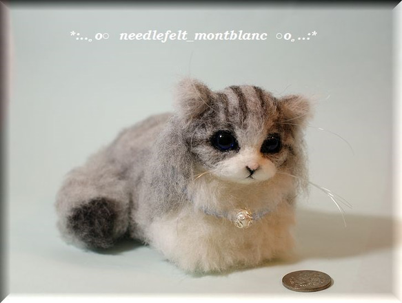 羊毛フェルト　猫　フサフサな猫ちゃんB　ねこ　ネコ　 1枚目の画像