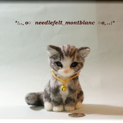羊毛フェルト　猫　サバトラ白の子猫ちゃん　ねこ　ネコ　 1枚目の画像