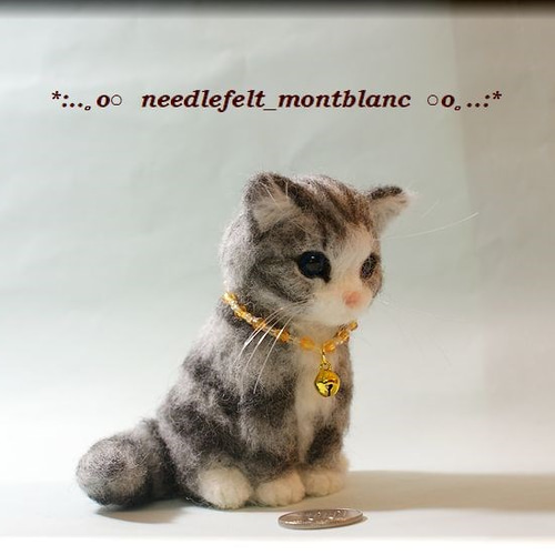 羊毛フェルト　猫　サバトラ猫 羊毛フェルト 猫 サバトラ白の子猫ちゃん ねこ ネコ 羊毛