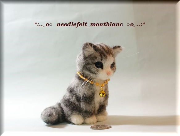 羊毛フェルト　猫　サバトラ白の子猫ちゃん　ねこ　ネコ　 2枚目の画像