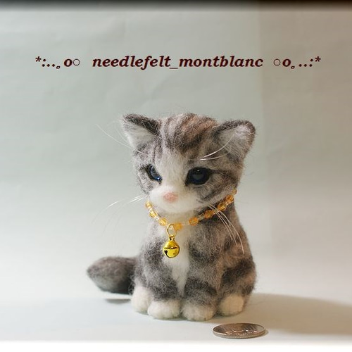 羊毛フェルト 猫 サバトラ白の子猫ちゃん ねこ ネコ 羊毛 羊毛フェルト 猫 サバトラ白の子猫ちゃん ねこ ネコ 羊毛