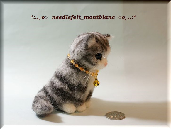 羊毛フェルト　猫　サバトラ白の子猫ちゃん　ねこ　ネコ　 4枚目の画像