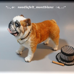 羊毛フェルト　犬　ブルドッグ　犬フィギュア　 6枚目の画像