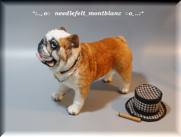 羊毛フェルト　犬　ブルドッグ　犬フィギュア　 6枚目の画像