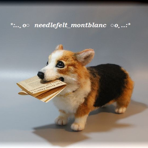 コリー犬 羊毛フェルト フィギュア 約15cm 羊毛フェルト 犬 コーギー ウェルシュ・コーギー いぬ イヌ 犬