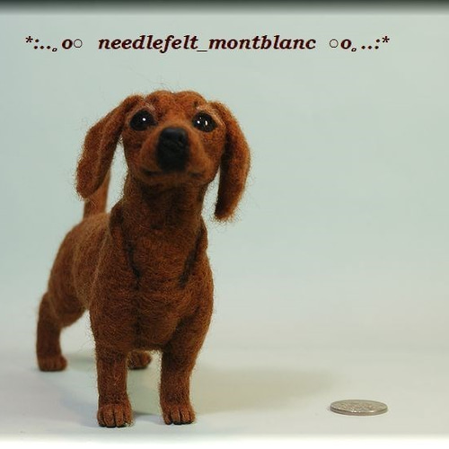 羊毛フェルト 犬 ダックスフント ダックスフンド スムース レッド 羊毛