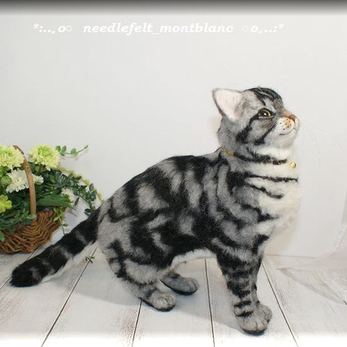 羊毛フェルト 猫 アメリカンショートヘア ねこ ネコ アメショー