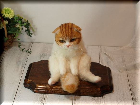 羊毛フェルト 猫 スコティッシュフォールド ねこ ネコ 猫
