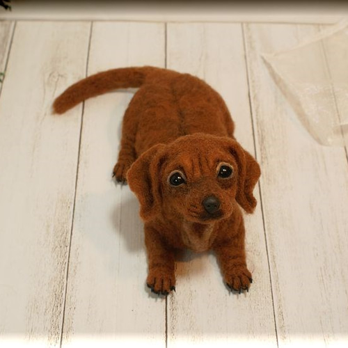 羊毛フェルト 犬 ダックスフンド スムース レッド ダックスフント 羊毛