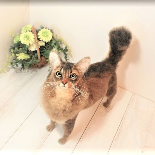 羊毛フェルト 猫 ソマリ ねこ ネコ 羊毛フェルト モンブラン