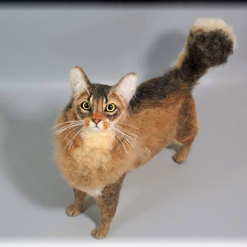 羊毛フェルト 猫 ソマリ ねこ ネコ 羊毛フェルト モンブラン