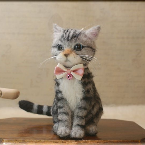 羊毛フェルト　猫　サバトラ猫 楽天市場】ハマナカ ニードルフェルトでつくる植毛キット