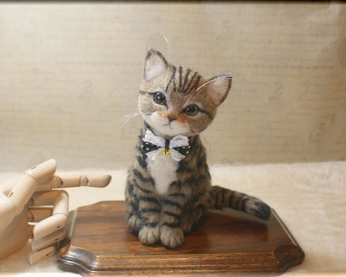 羊毛フェルト 猫 キジ猫 キジトラさん ねこ ネコ 羊毛フェルト