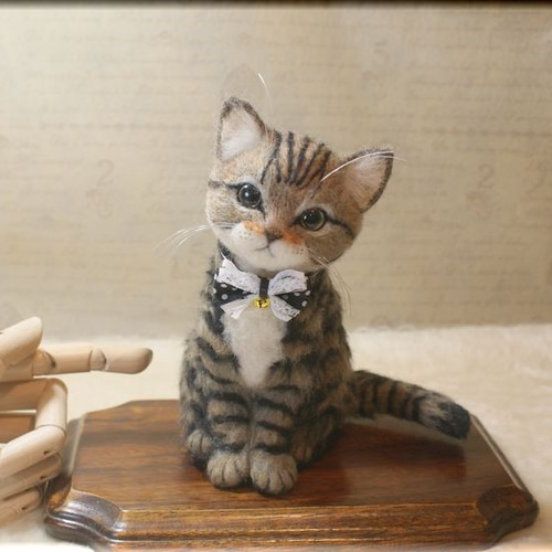 羊毛フェルト猫 キジ猫 ぬいぐるみ 羊毛フェルト猫 キジ猫 ぬいぐるみ 羊毛フェルト キジトラ猫