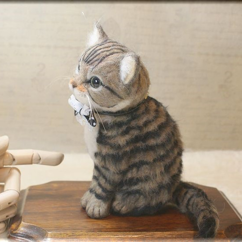 羊毛フェルト 猫 キジ猫 キジトラさん ねこ ネコ 羊毛フェルト