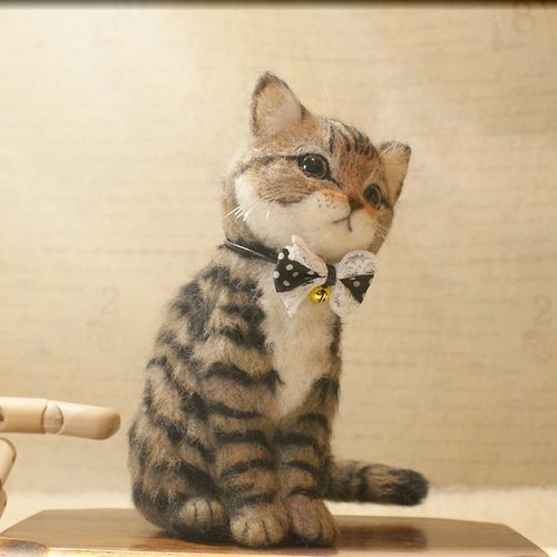 羊毛フェルト 猫 キジ猫 キジトラさん ねこ ネコ 羊毛フェルト