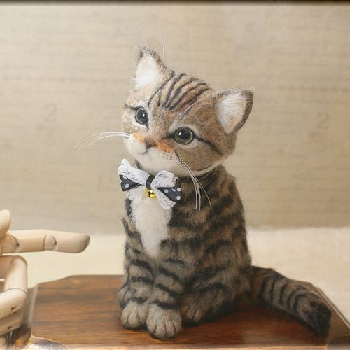 羊毛フェルト 猫 キジ猫 キジトラさん ねこ ネコ 羊毛フェルト