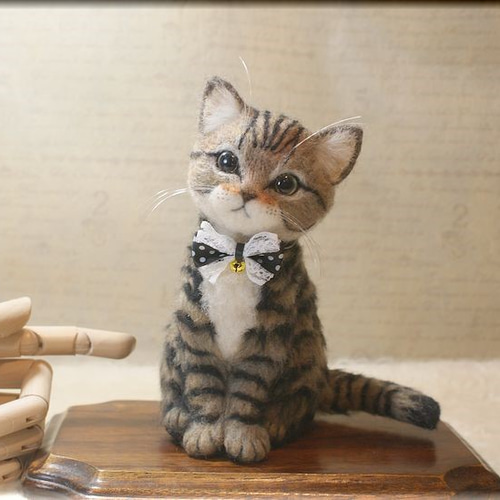羊毛フェルト 猫 キジ猫 キジトラさん ねこ ネコ 羊毛フェルト