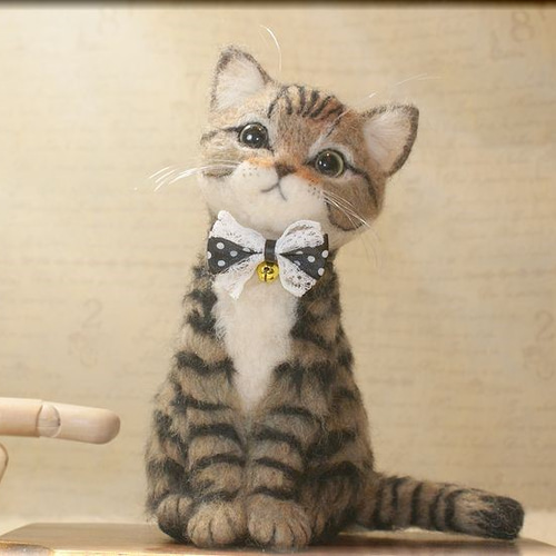 羊毛フェルト 猫 キジ猫 キジトラさん ねこ ネコ 羊毛フェルト