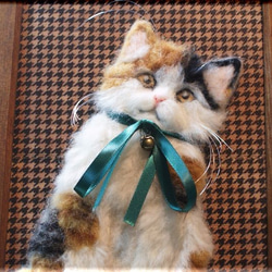 羊毛フェルト画　猫　三毛猫　ネコ　ねこ 2枚目の画像