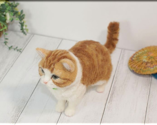 羊毛フェルト猫】初心者ｻﾝも一緒に！リアル猫ブローチ作り🐾茶