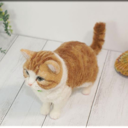 羊毛フェルト 猫 茶トラ猫さん チャトラ ねこ ネコ 猫フィギュア