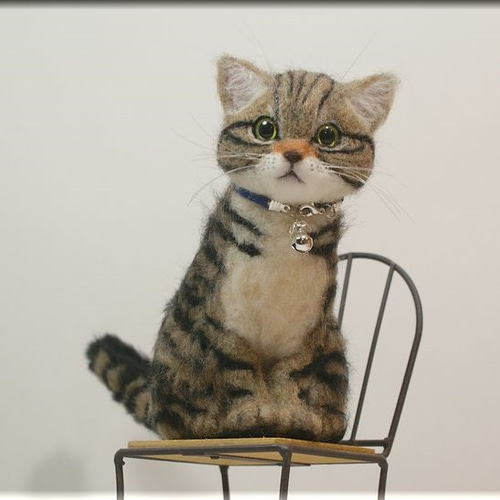 羊毛フェルト キジトラ きじ猫 ミックス猫♪ キジトラ 羊毛フェルトの
