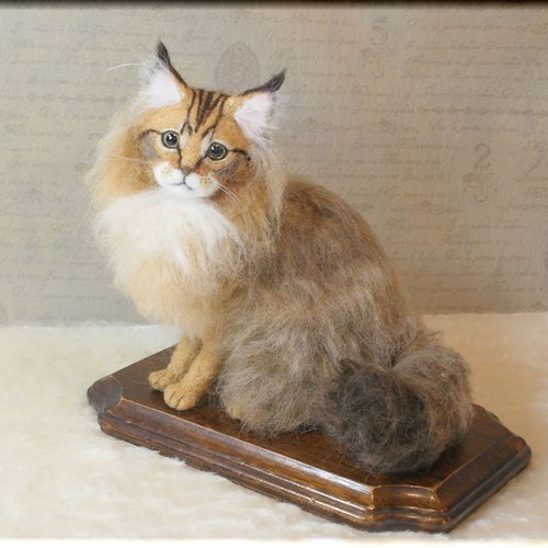 羊毛フェルト 猫 メインクーン ねこ ネコ 猫フィギュア 羊毛フェルト